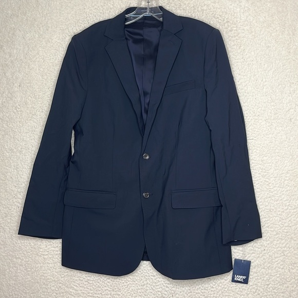 NWT Lands End Mens Washable Wool 2 Button Traditional Suit Jacket Size 40R Reg - Picture 2 of 10